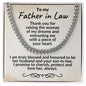 To My Father in Law Gift from Son in Law Cuban Chain Link Necklace