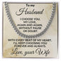 To My Husband - Beat of My Heart - Cuban Chain Necklace with Message Card and Gift Box