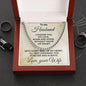To My Husband - Beat of My Heart - Cuban Chain Necklace with Message Card and Gift Box
