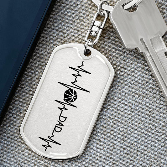 Gift for Dad Basketball Personalized Dog Tag Keychain