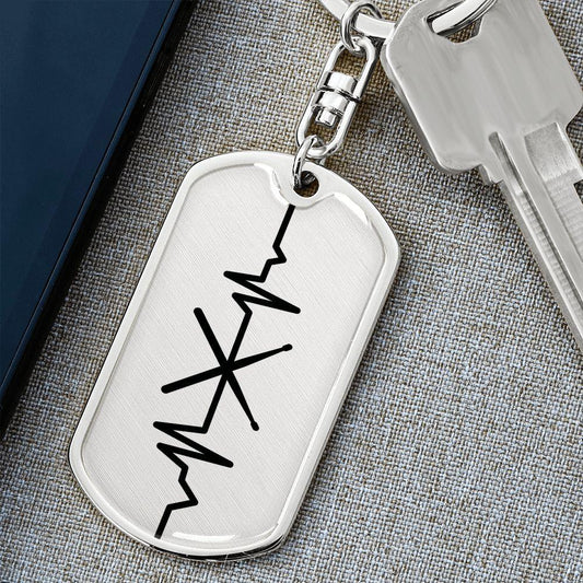 Drumsticks Personalized Engraved Dog Tag Keychain