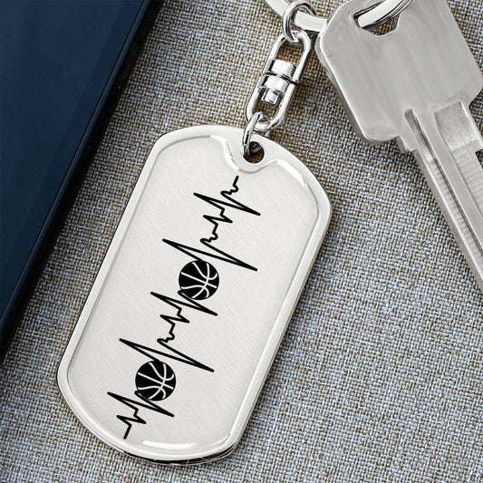 Basketball Personalized Engraved Dog Tag Keychain