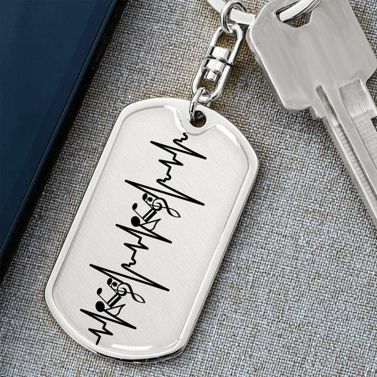 Music Notes Personalized Engraved Dog Tag Keychain