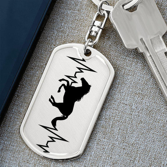 Horse Heartbeat Personalized Engraved Dog Tag Keychain