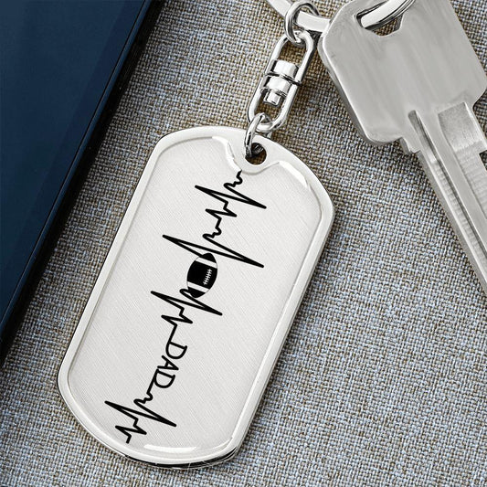 Football Dad Personalized Engraved Dog Tag Keychain