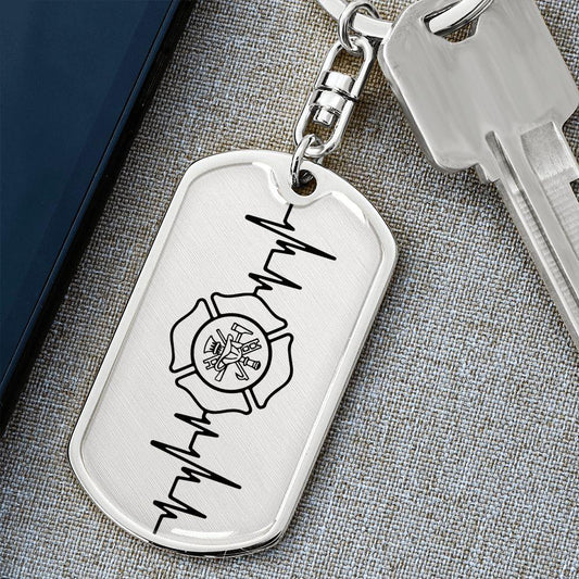Firefighter Personalized Engraved Dog Tag Keychain