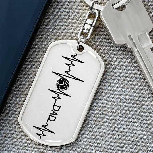 Volleyball Dad Personalized Engraved Dog Tag Keychain