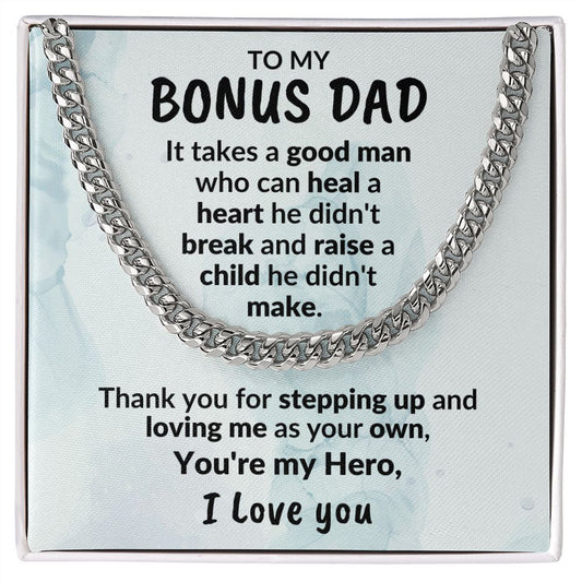 Bonus Dad Thanks for Stepping Up Cuban Link Chain Necklace