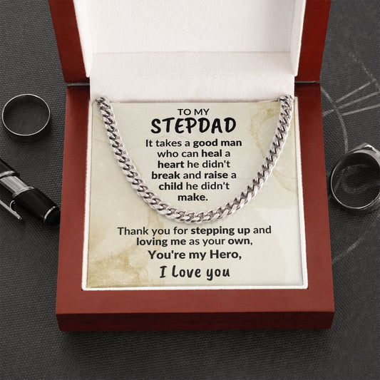 Stepdad Gift - You're My Hero Cuban Link Necklace
