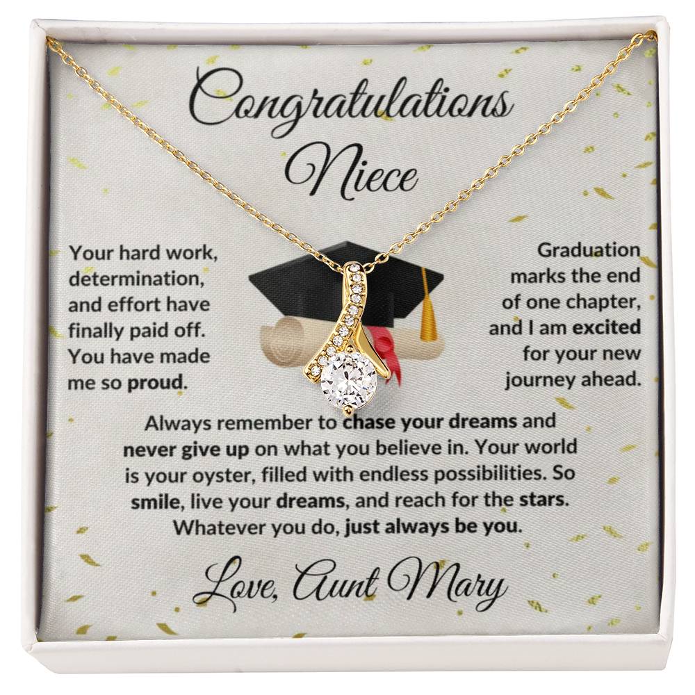 Niece Graduation Personalized Message Card with Necklace