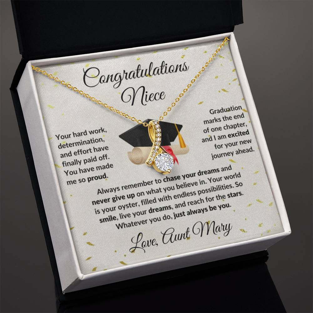 Niece Graduation Personalized Message Card with Necklace
