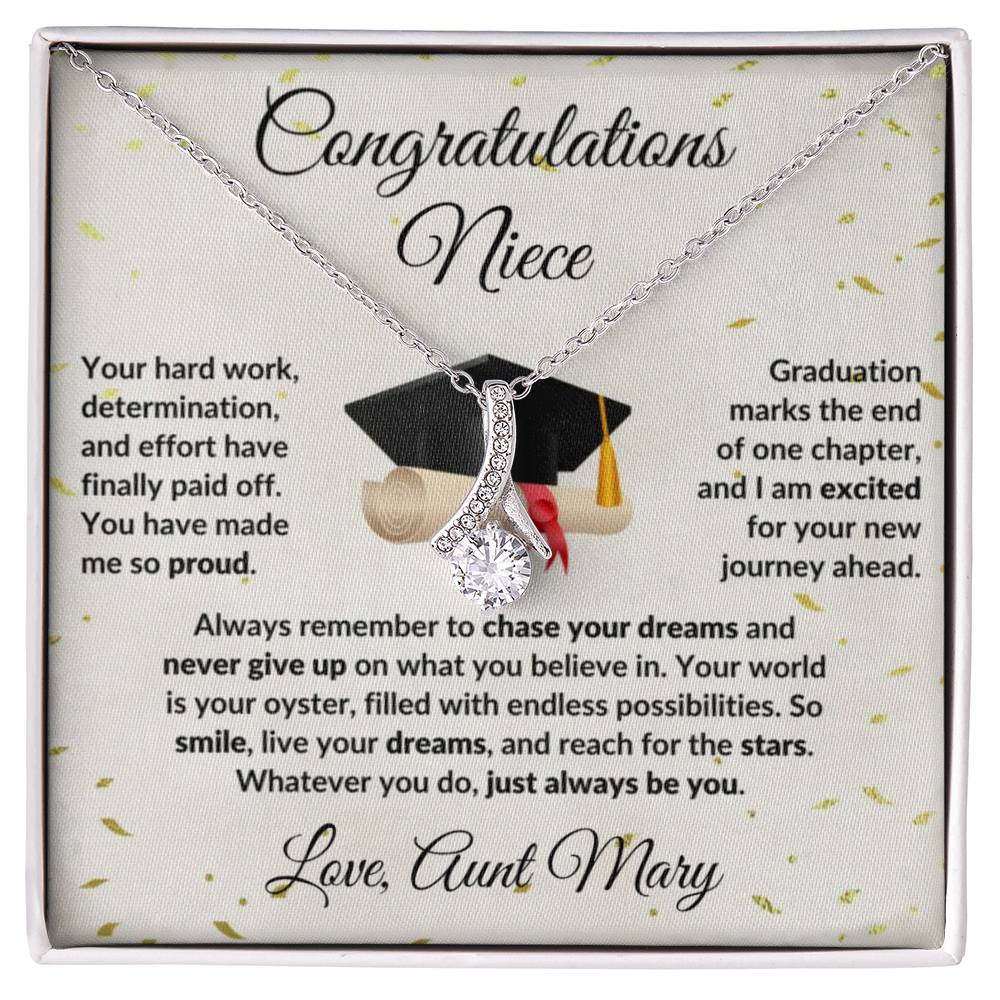 Niece Graduation Personalized Message Card with Necklace