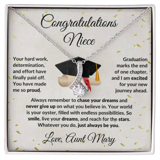 Niece Graduation Personalized Message Card with Necklace