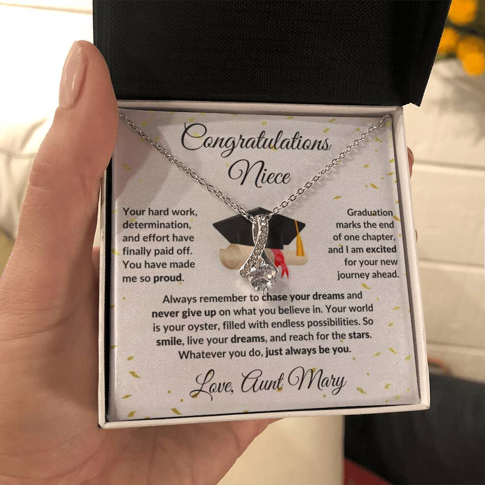 Niece Graduation Personalized Message Card with Necklace