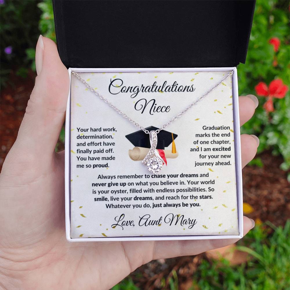 Niece Graduation Personalized Message Card with Necklace