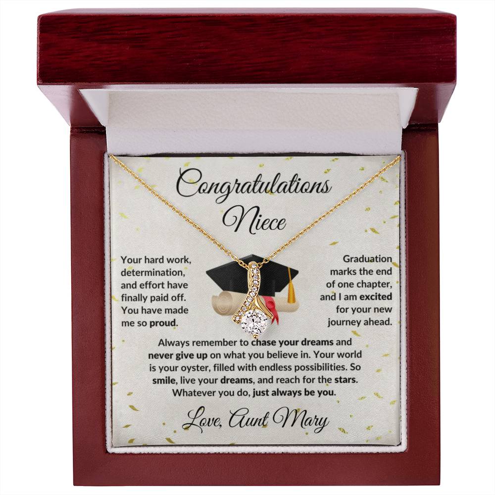 Niece Graduation Personalized Message Card with Necklace