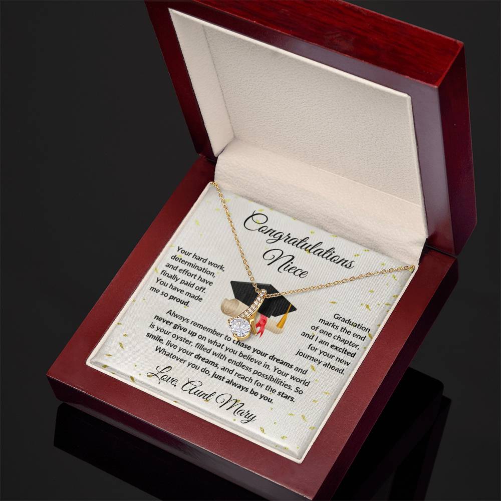 Niece Graduation Personalized Message Card with Necklace