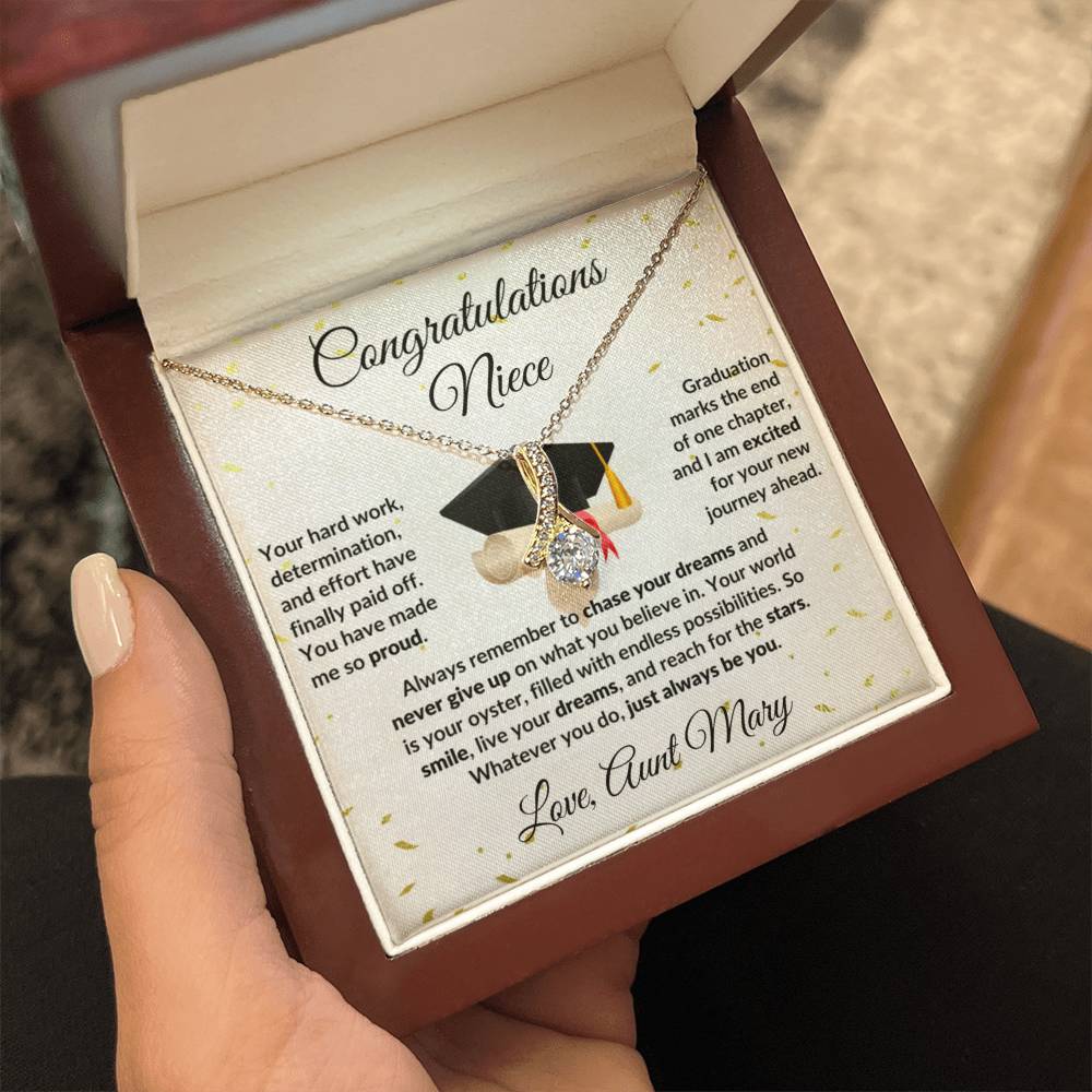 Niece Graduation Personalized Message Card with Necklace
