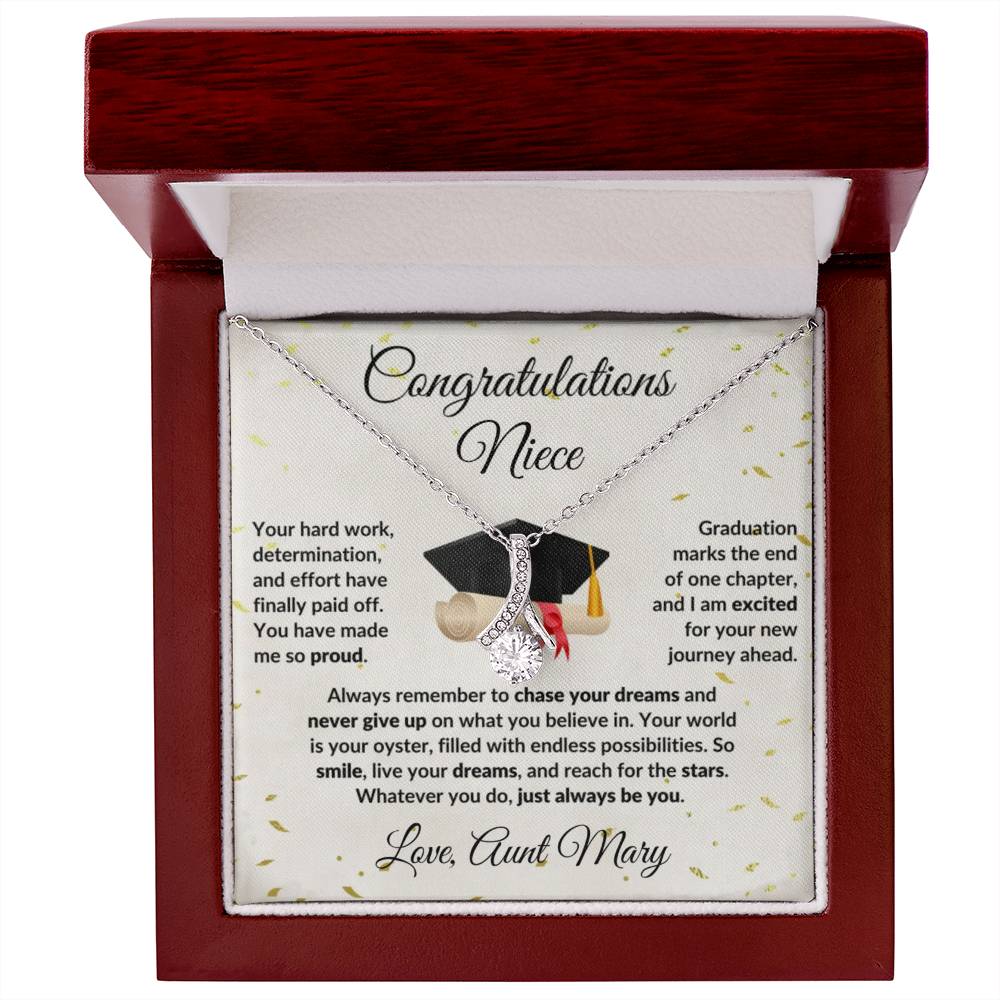 Niece Graduation Personalized Message Card with Necklace
