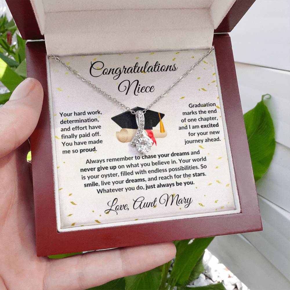 Niece Graduation Personalized Message Card with Necklace