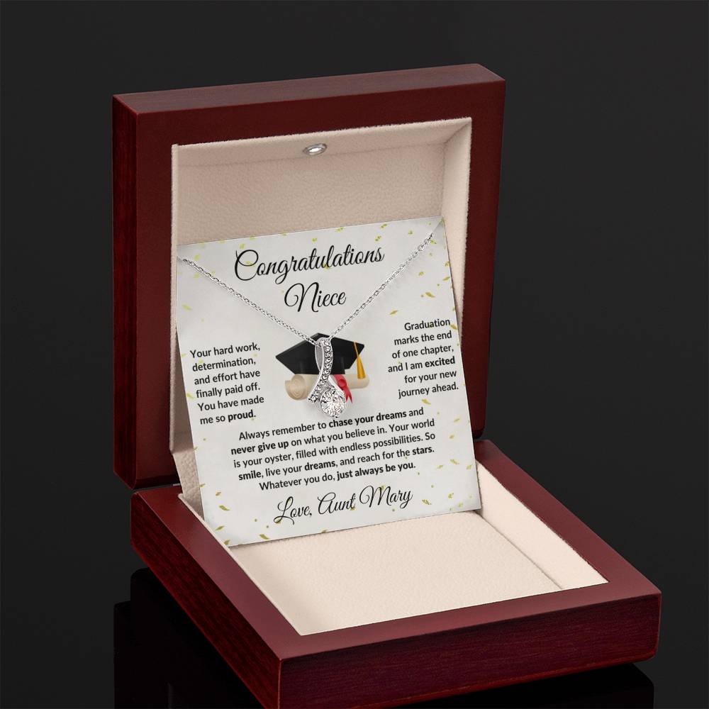 Niece Graduation Personalized Message Card with Necklace