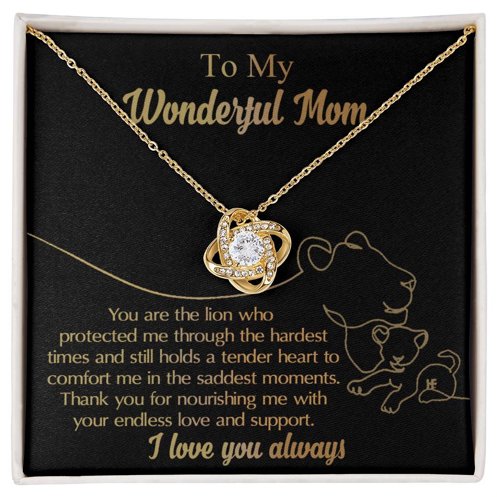 Mom-The Lion Dazzling Love Knot Necklace