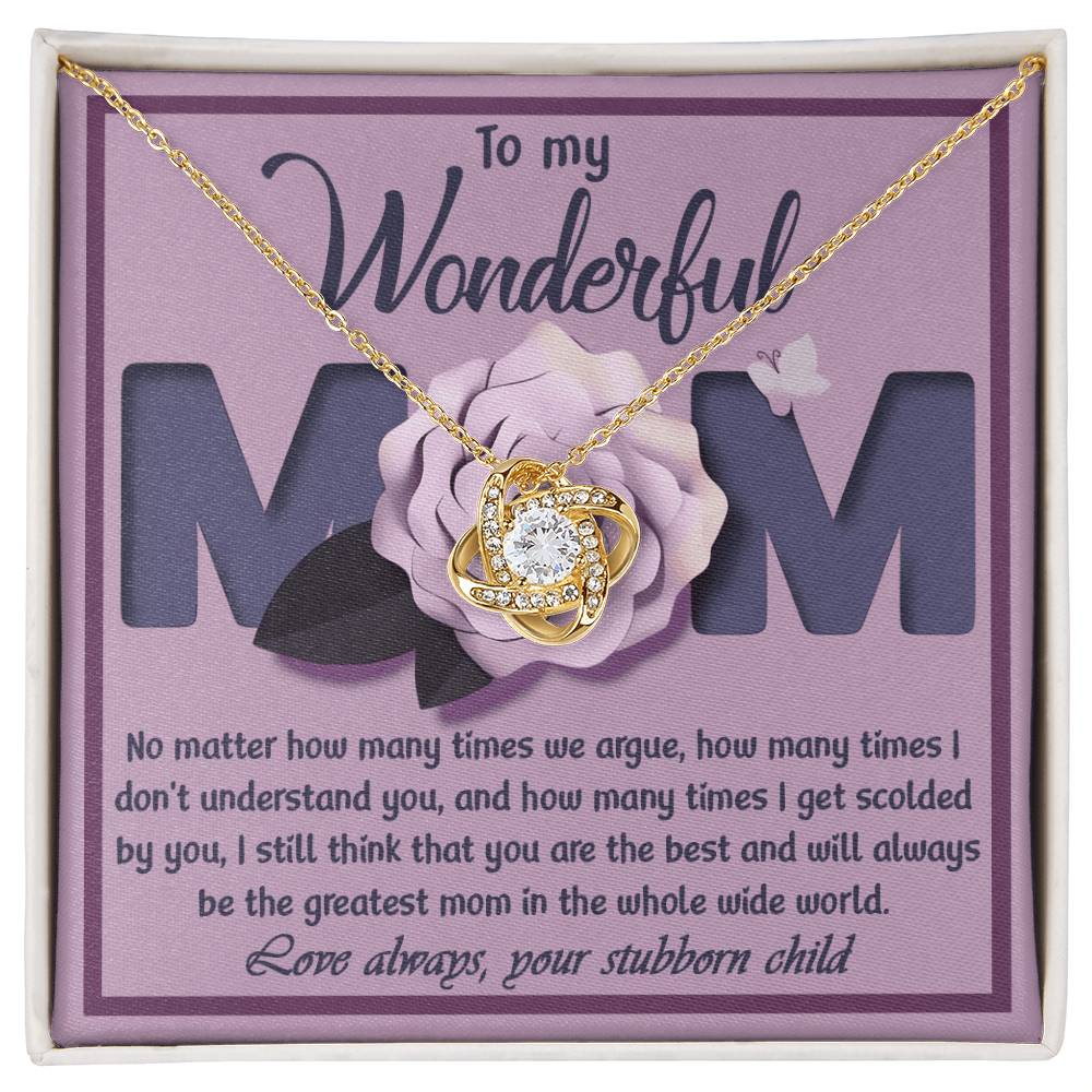 Mom-The Greatest Mom Dazzling Love Knot Necklace