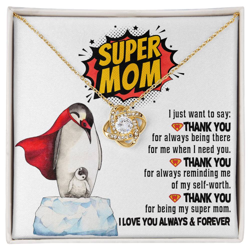 Mom-Super Mom Dazzling Love Knot Necklace
