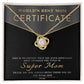 Mom- Certificate of World's Best Mom Dazzling Love Knot Necklace