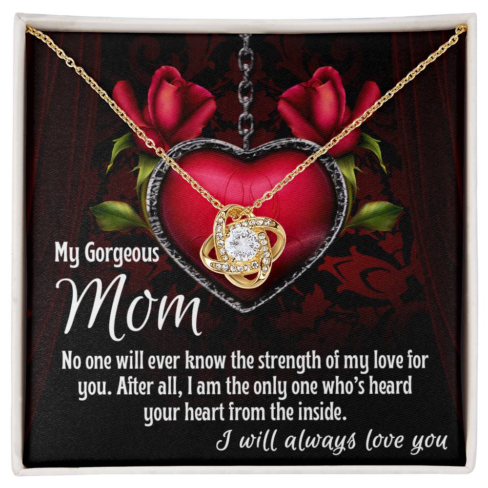 Mom-I Heard Your Heart from the Inside Dazzling Love Knot Necklace