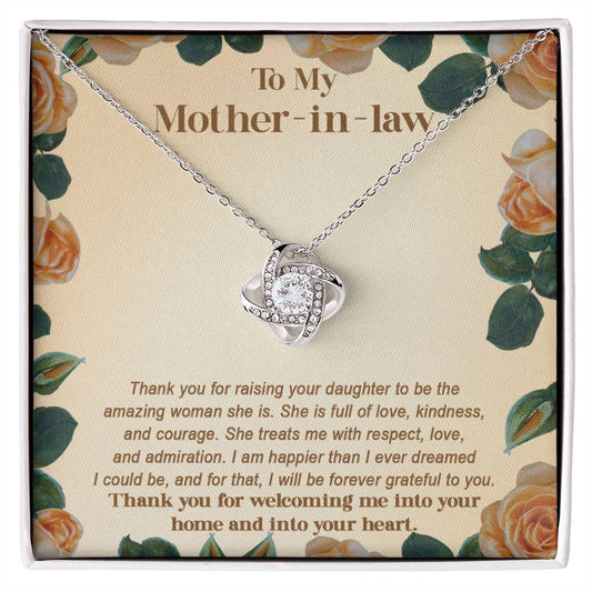 Mother-in-law-Grateful To You Dazzling Love Knot Necklace