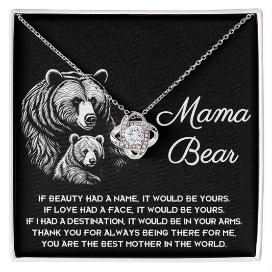 To My Mama Bear My Destination is in Your Arms Dazzling Love Knot Necklace