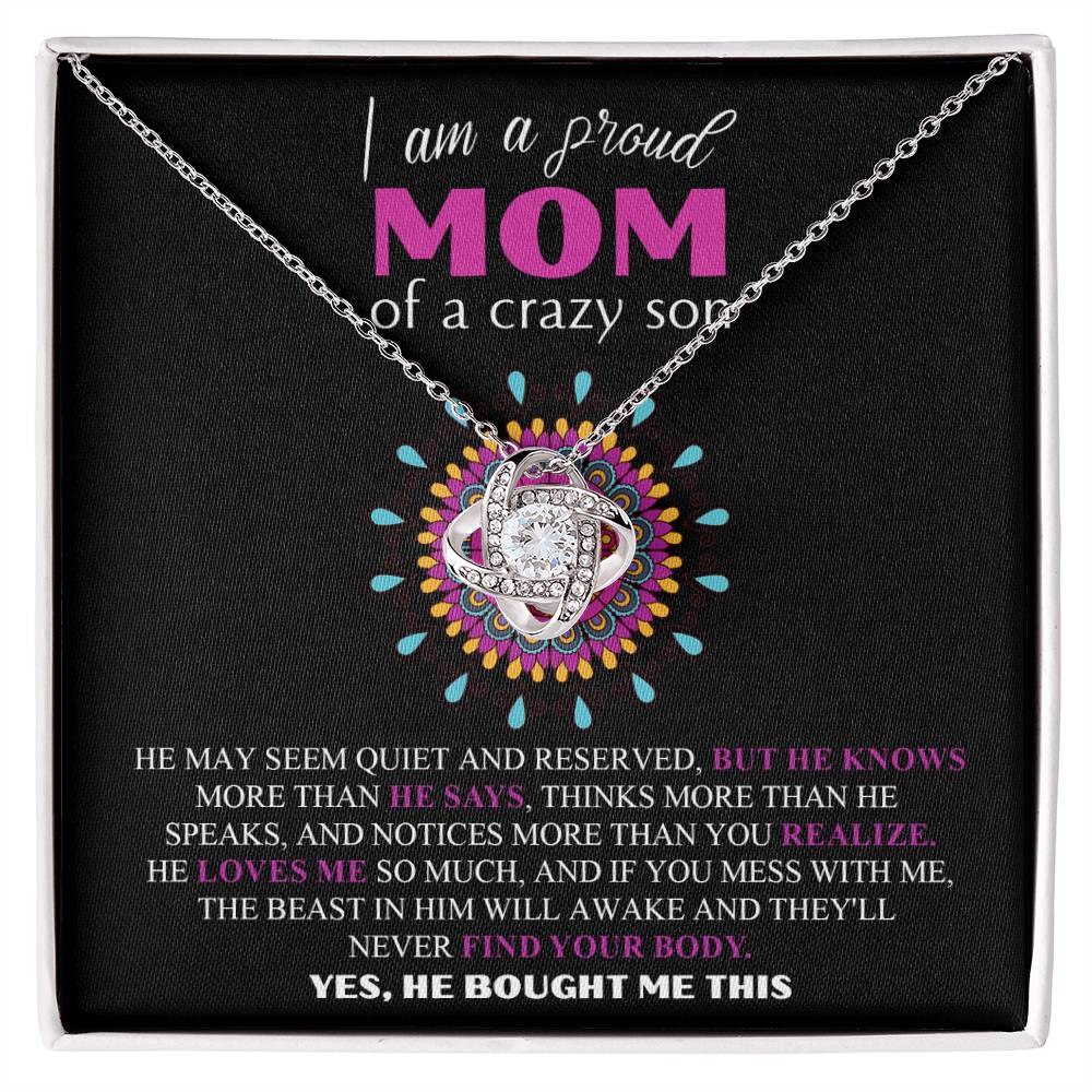 Mom-Proud Mom Dazzling Love Knot Necklace