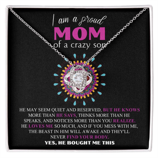Mom-Proud Mom Dazzling Love Knot Necklace