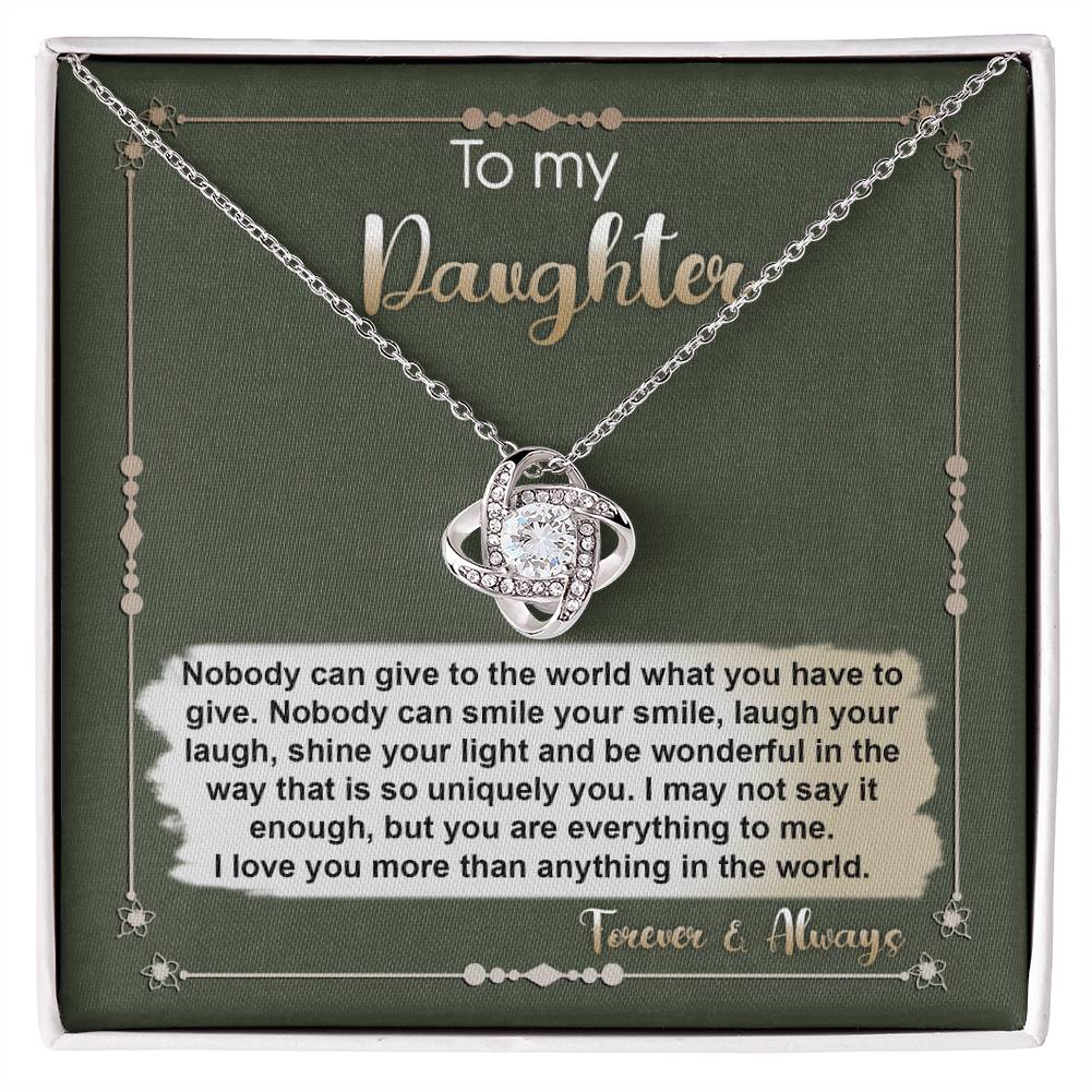 To My Daughter-You Are My Treasure Dazzling Love Knot Necklace