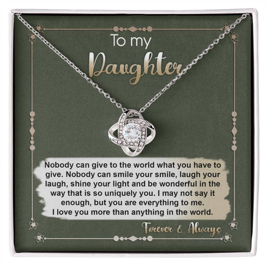 To My Daughter-You Are My Treasure Dazzling Love Knot Necklace