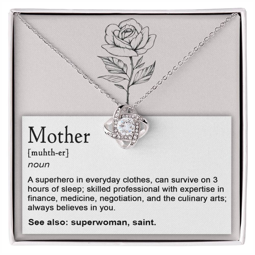 Mom-Superhero2 Dazzling Love Knot Necklace