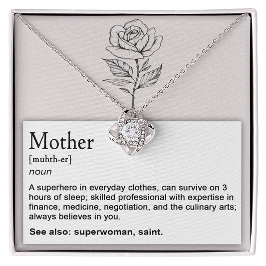 Mom-Superhero2 Dazzling Love Knot Necklace