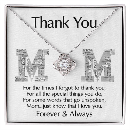 Mom-Thank You Dazzling Love Knot Necklace
