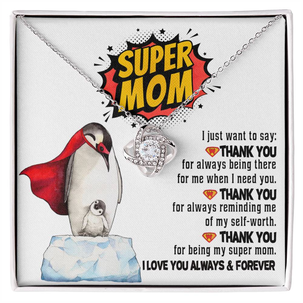 Mom-Super Mom Dazzling Love Knot Necklace