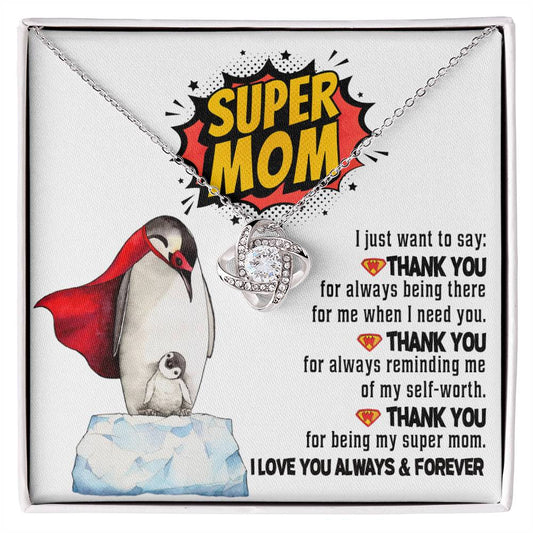 Mom-Super Mom Dazzling Love Knot Necklace