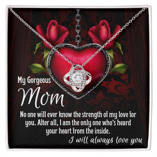 Mom-I Heard Your Heart from the Inside Dazzling Love Knot Necklace
