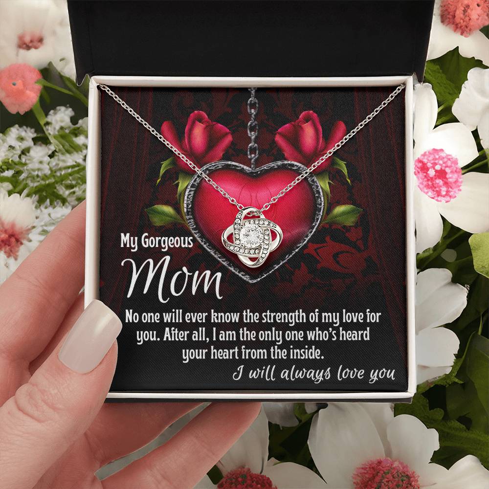 Mom-I Heard Your Heart from the Inside Dazzling Love Knot Necklace