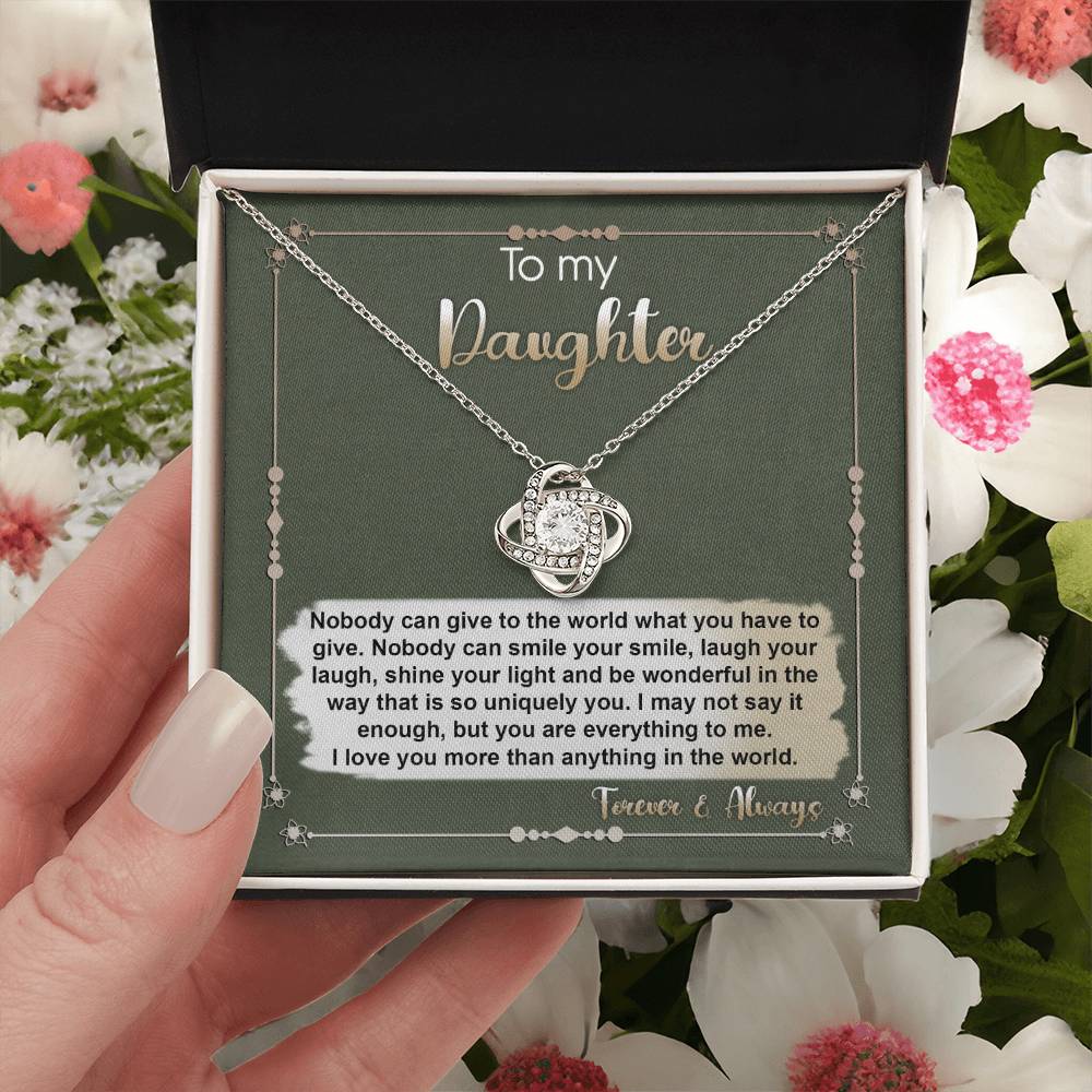 To My Daughter-You Are My Treasure Dazzling Love Knot Necklace