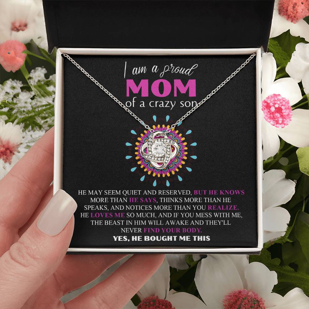 Mom-Proud Mom Dazzling Love Knot Necklace