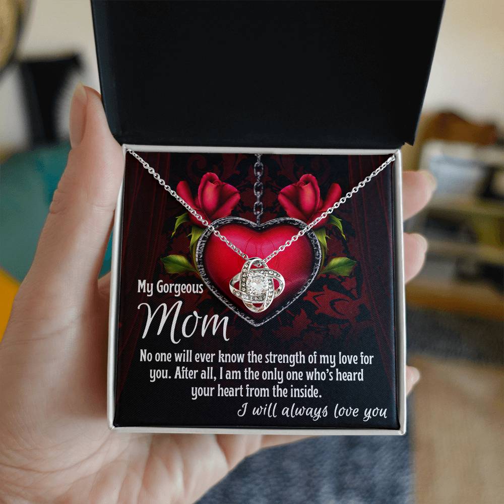 Mom-I Heard Your Heart from the Inside Dazzling Love Knot Necklace