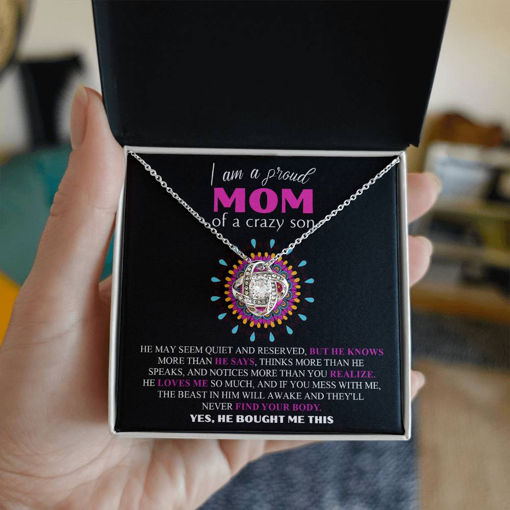 Mom-Proud Mom Dazzling Love Knot Necklace