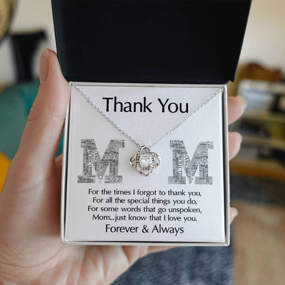 Mom-Thank You Dazzling Love Knot Necklace
