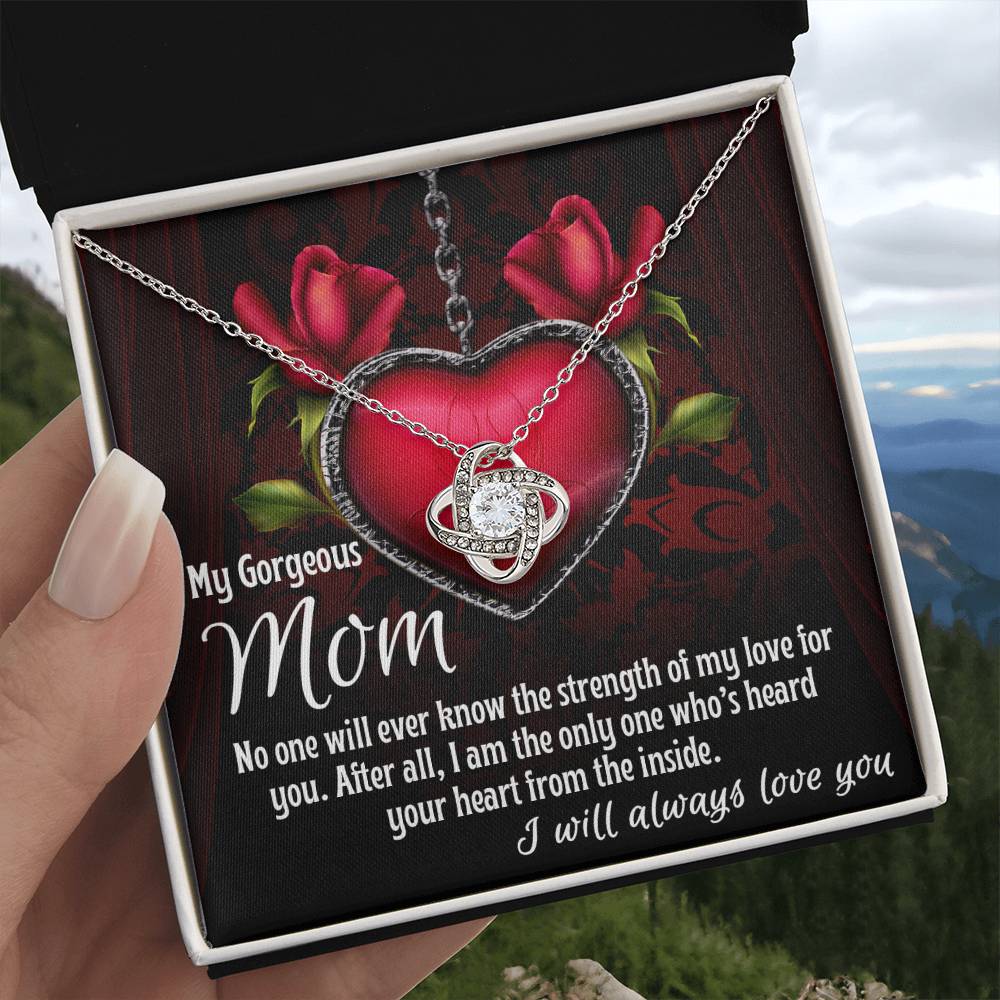 Mom-I Heard Your Heart from the Inside Dazzling Love Knot Necklace