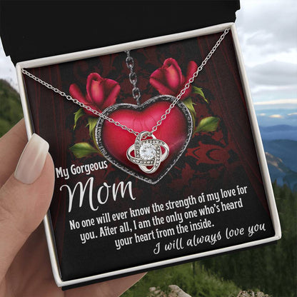 Mom-I Heard Your Heart from the Inside Dazzling Love Knot Necklace